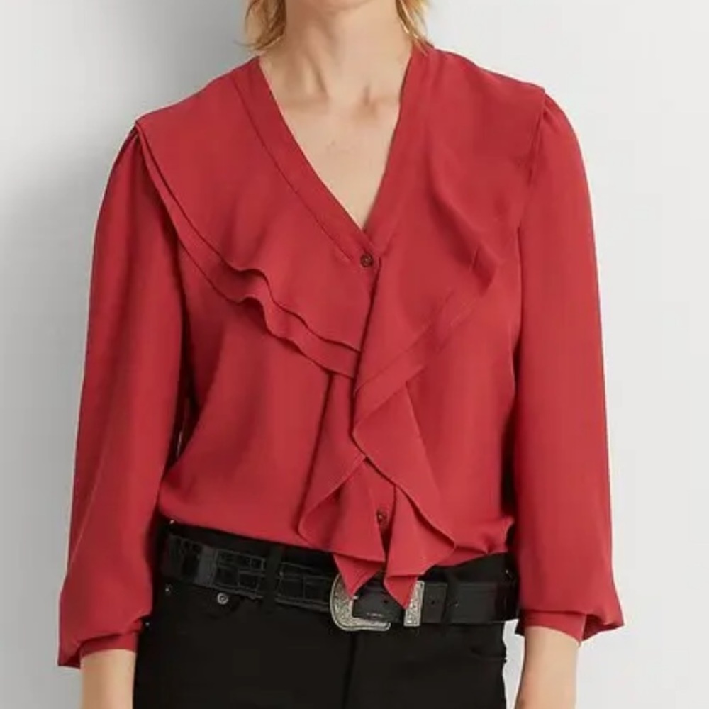 Lauren Ralph Lauren Georgette Ruffle Blouse
